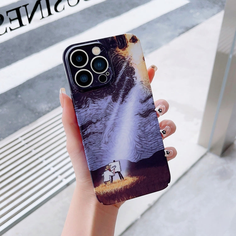 For iPhone 14 Plus Precise Hole Oil Painting Pattern PC Phone Case(Shine)