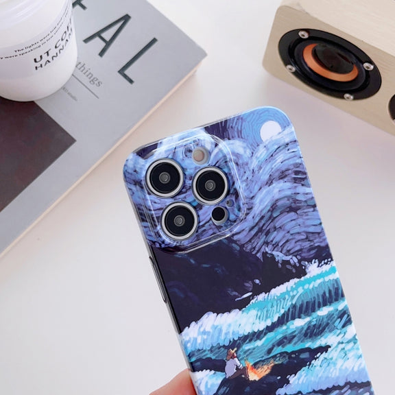 For iPhone SE 2022 / 2020 / 8 / 7 Precise Hole Oil Painting Pattern PC Phone Case(Thinker)