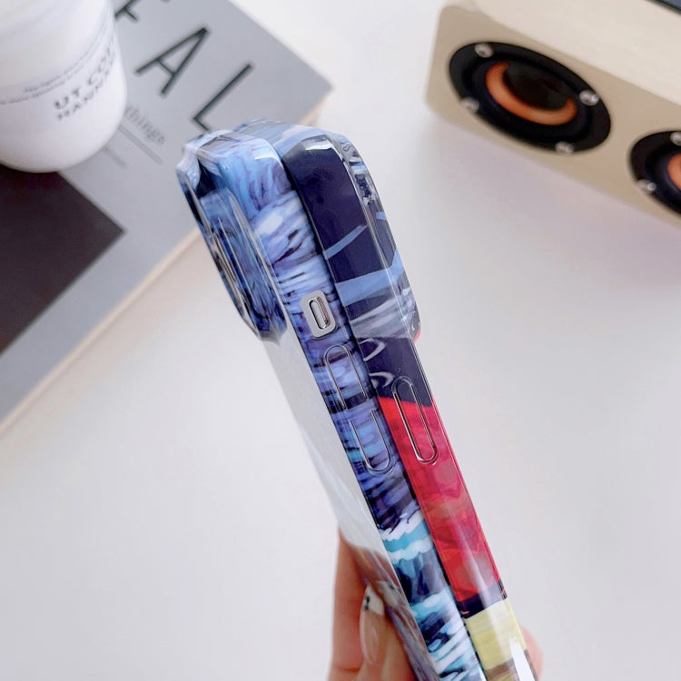 For iPhone 12 Precise Hole Oil Painting Pattern PC Phone Case(Sea Wave) - iPhone 12 / 12 Pro Cases by PMC TechLife | Online Shopping South Africa | PMC TechLife