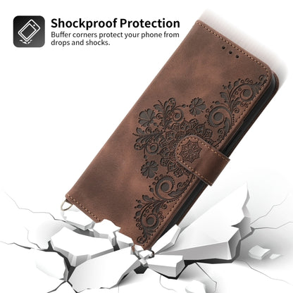 For Honor 90 5G Skin Feel Flowers Embossed Wallet Leather Phone Case(Brown) - free shipping - PMC Jewellery - Order now!
