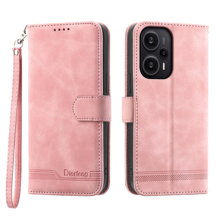 For Xiaomi Redmi Note 12 Turbo 5G/Poco F5 Dierfeng Dream Line TPU + PU Leather Phone Case(Pink)