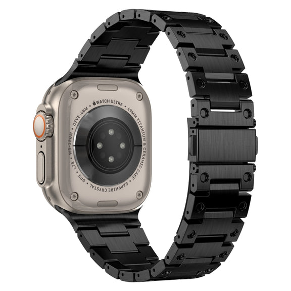 Double Rows Metal Watch Band For Apple Watch SE 2023 44mm(Black)