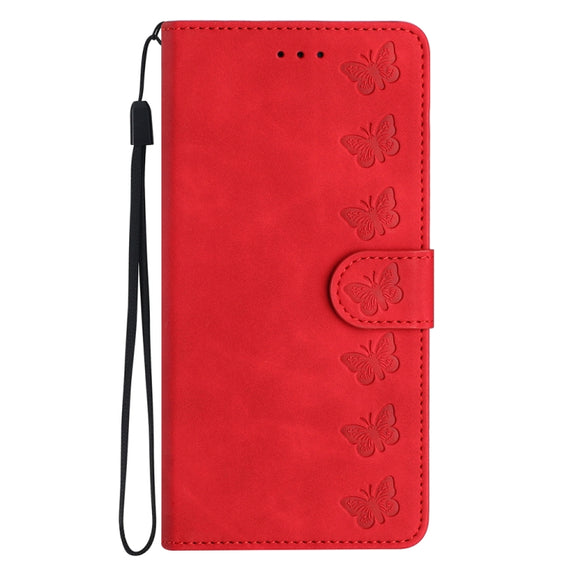 For Xiaomi 13 Seven Butterflies Embossed Leather Phone Case(Red)