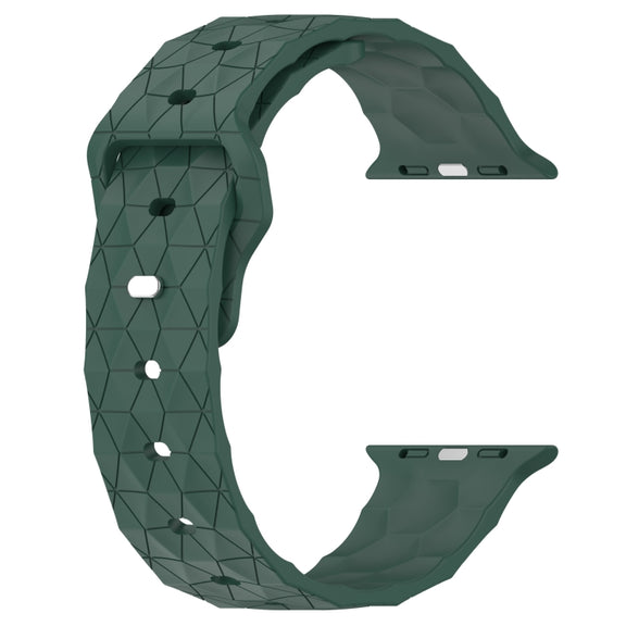 Football Texture Silicone Watch Band For Apple Watch 7 45mm(Pine Green)