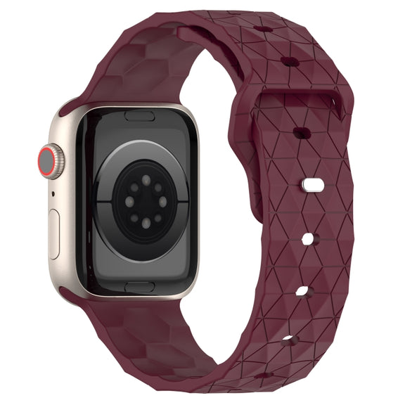 Football Texture Silicone Watch Band For Apple Watch SE 44mm(Wine Red)