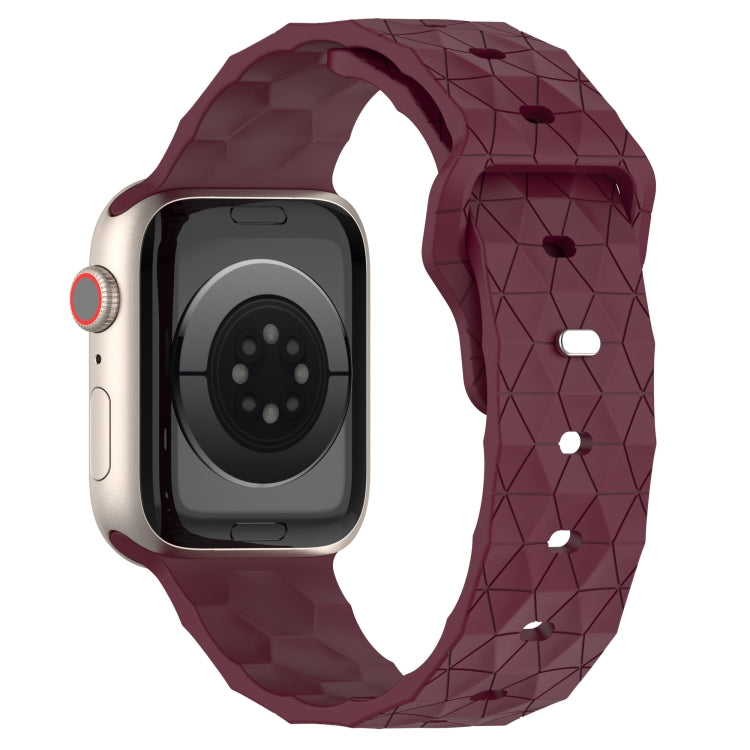 Football Texture Silicone Watch Band For Apple Watch SE 44mm(Wine Red)