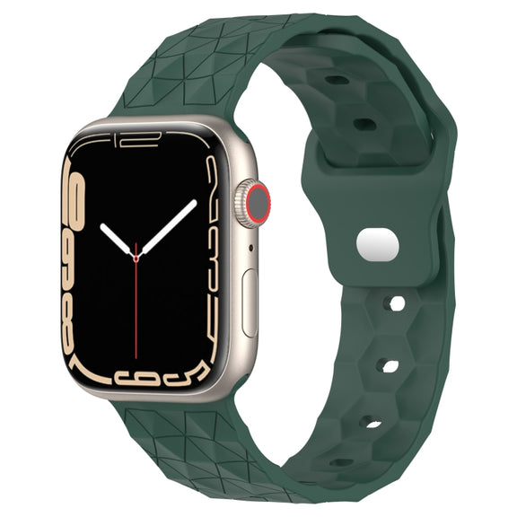 Football Texture Silicone Watch Band For Apple Watch 4 44mm(Pine Green)
