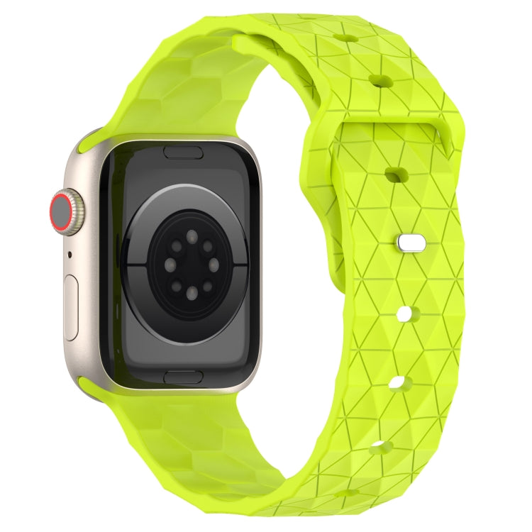 Football Texture Silicone Watch Band For Apple Watch 38mm(Limes Green)