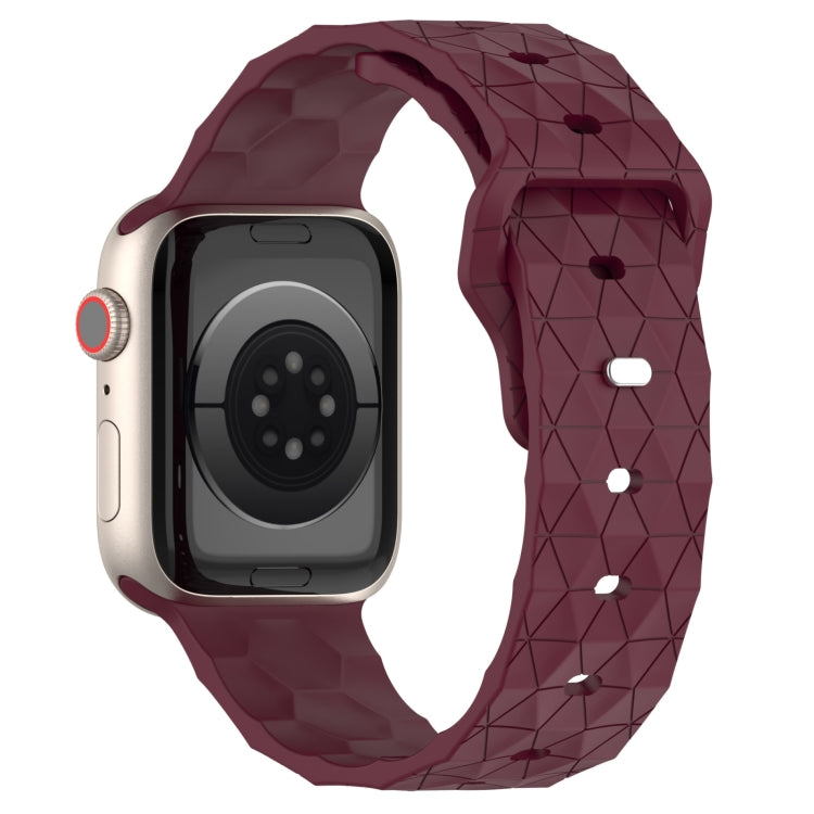 Football Texture Silicone Watch Band For Apple Watch SE 2023 44mm(Wine Red) - Watch Bands by PMC TechLife | Online Shopping South Africa | PMC TechLife