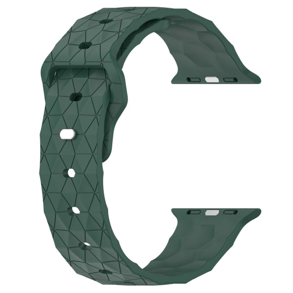 Football Texture Silicone Watch Band For Apple Watch SE 2023 44mm(Pine Green)