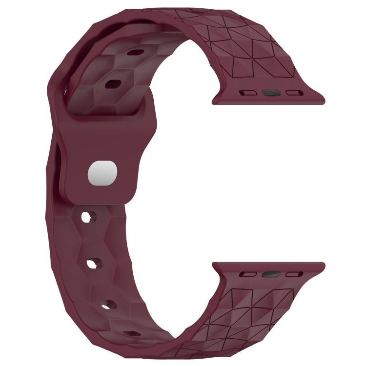 Football Texture Silicone Watch Band For Apple Watch 9 45mm(Wine Red)