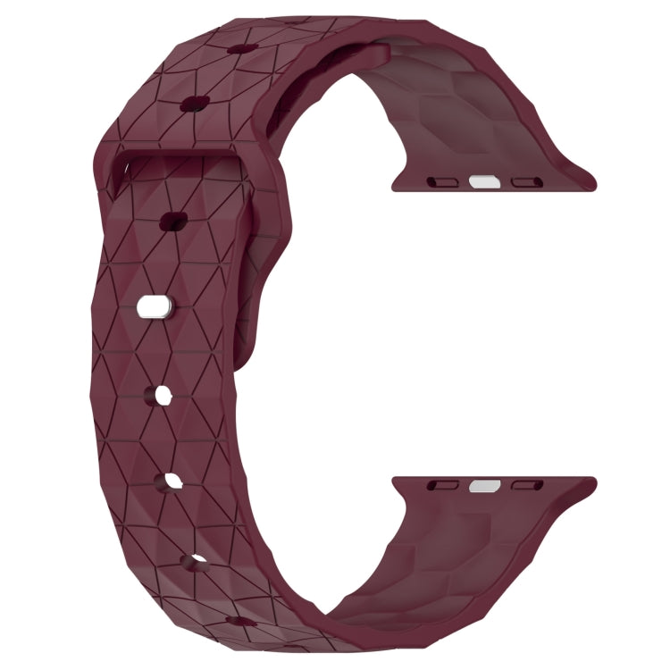 Football Texture Silicone Watch Band For Apple Watch 9 41mm(Wine Red)