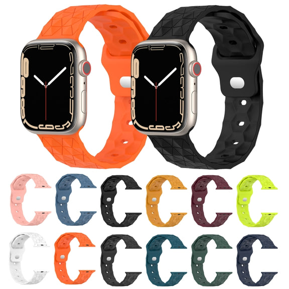 Football Texture Silicone Watch Band For Apple Watch 5 40mm(Pine Green)