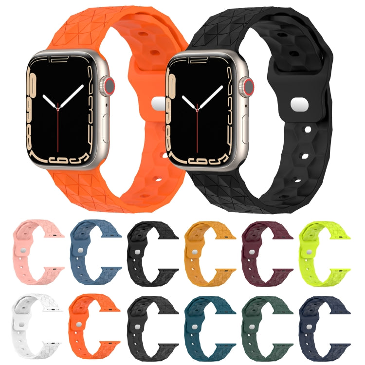 Football Texture Silicone Watch Band For Apple Watch 7 45mm(Dark Blue)