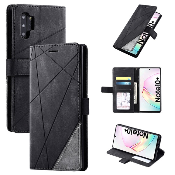 For Samsung Galaxy Note 10 Pro Skin Feel Splicing Horizontal Flip Leather Case with Holder & Card Slots & Wallet & Photo Frame(Black)