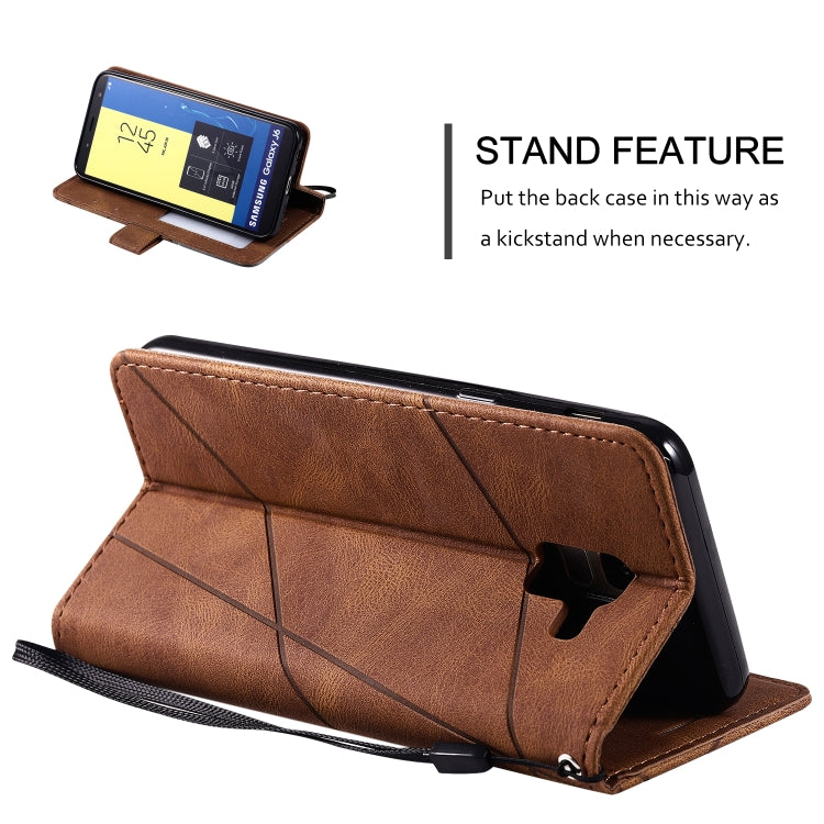 For Samsung Galaxy J6 Skin Feel Splicing Horizontal Flip Leather Case with Holder & Card Slots & Wallet & Photo Frame(Brown) - free shipping - PMC TechLife - Order now!