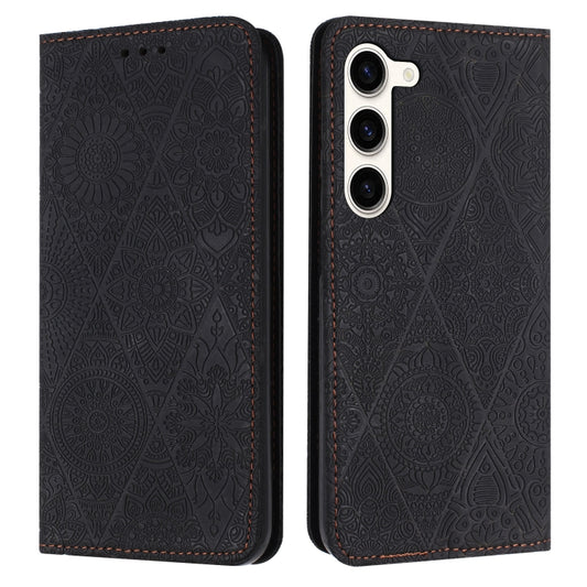 For Samsung Galaxy S23 5G Ethnic Embossed Adsorption Leather Phone Case(Black) - free shipping - PMC Jewellery - Order now!