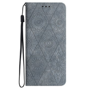 For Samsung Galaxy S23 Ultra 5G Ethnic Embossed Adsorption Leather Phone Case(Grey)