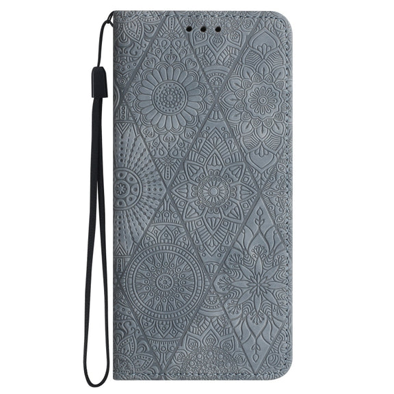 For Samsung Galaxy S23 Ultra 5G Ethnic Embossed Adsorption Leather Phone Case(Grey)