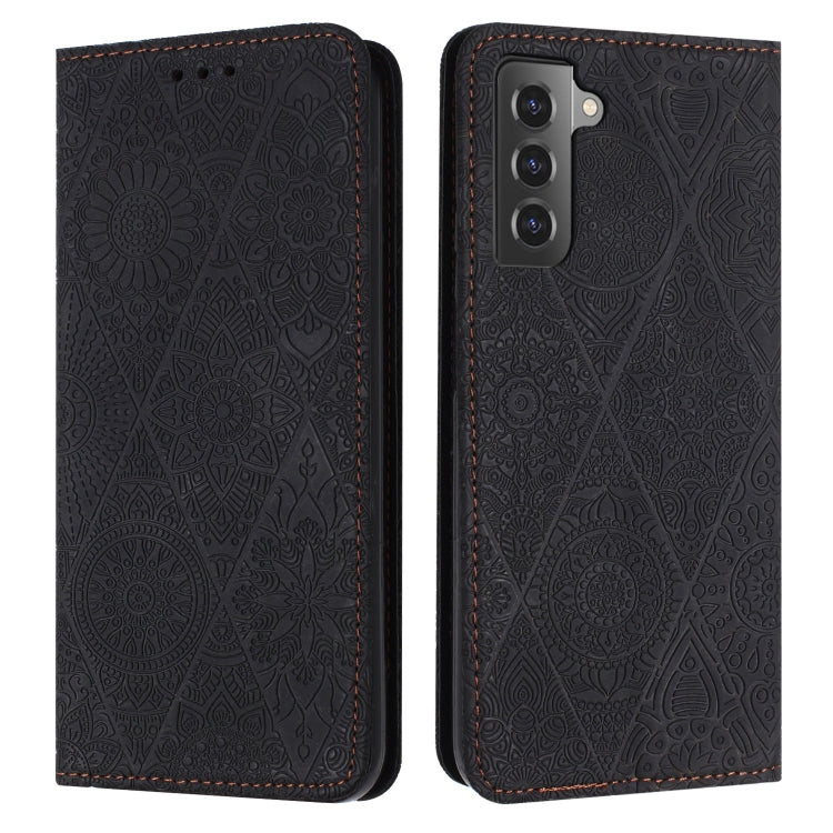 For Samsung Galaxy S21 5G Ethnic Embossed Adsorption Leather Phone Case(Black) - free shipping - PMC TechLife - Order now!