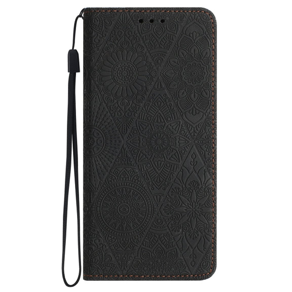 For Samsung Galaxy S21 5G Ethnic Embossed Adsorption Leather Phone Case(Black)