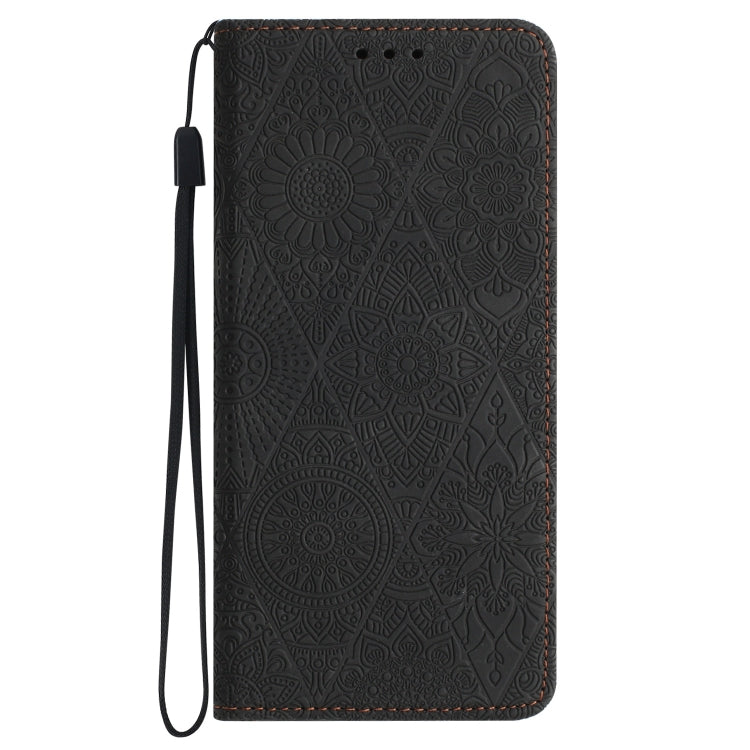 For Samsung Galaxy S21 5G Ethnic Embossed Adsorption Leather Phone Case(Black)