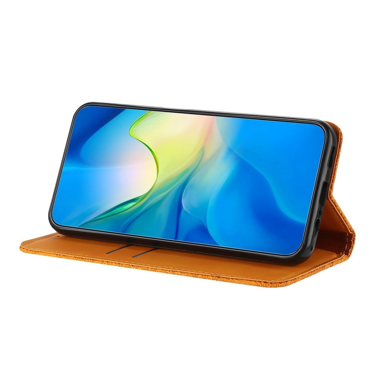 For Samsung Galaxy S20 FE Ethnic Embossed Adsorption Leather Phone Case(Yellow) - free shipping - PMC TechLife - Order now!