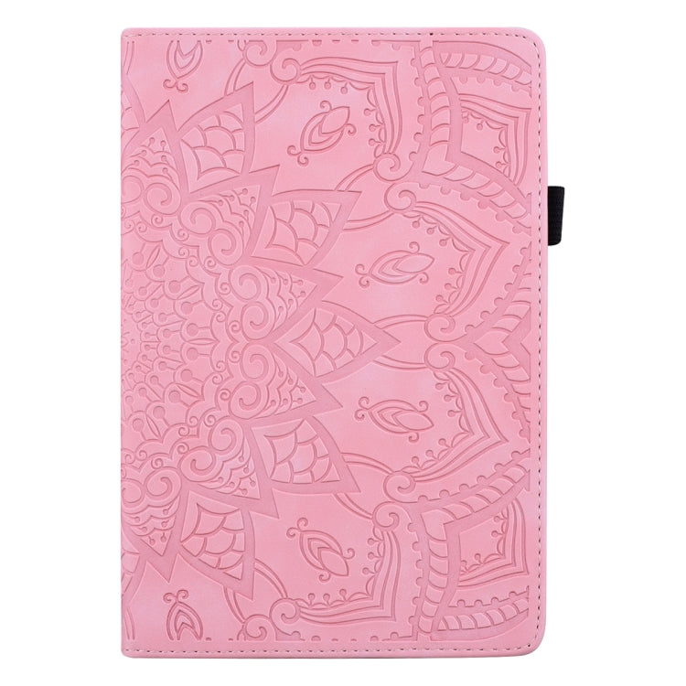 For Lenovo Tab M8 TB-8505F 8505X 8.0  Calf Pattern Double Folding Design Embossed Leather Case with Holder & Card Slots & Pen Slot & Elastic Band(Pink)