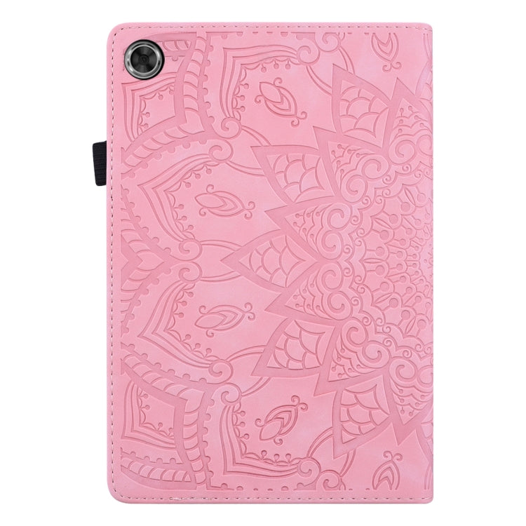 For Lenovo Tab M8 TB-8505F 8505X 8.0  Calf Pattern Double Folding Design Embossed Leather Case with Holder & Card Slots & Pen Slot & Elastic Band(Pink)