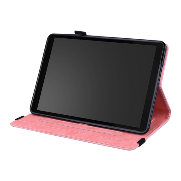 For Lenovo Tab M8 TB-8505F 8505X 8.0  Calf Pattern Double Folding Design Embossed Leather Case with Holder & Card Slots & Pen Slot & Elastic Band(Pink)