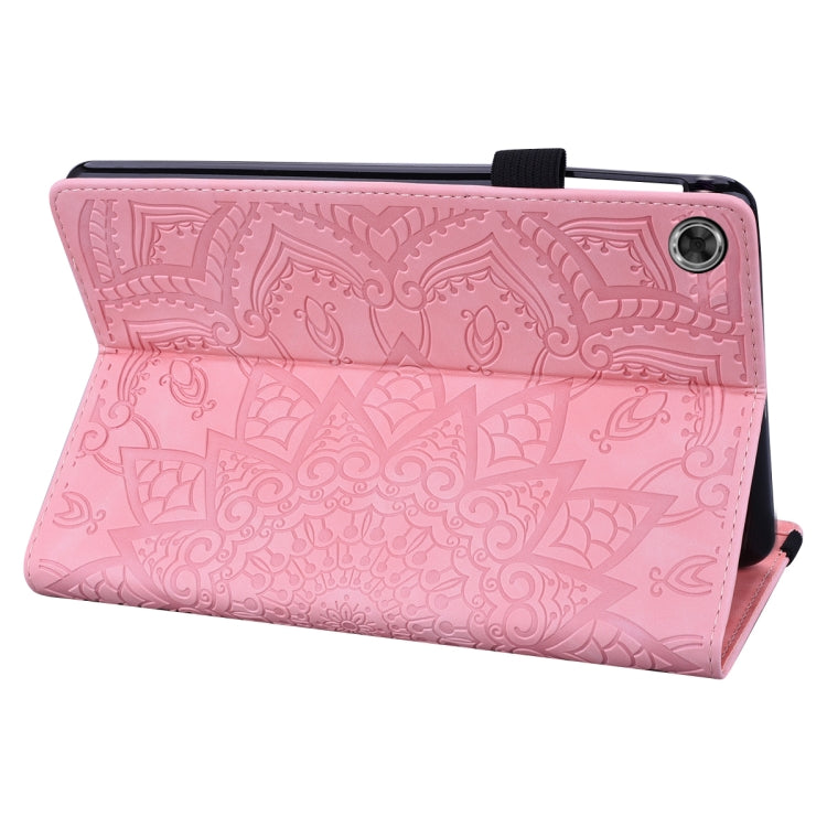 For Lenovo Tab M8 TB-8505F 8505X 8.0  Calf Pattern Double Folding Design Embossed Leather Case with Holder & Card Slots & Pen Slot & Elastic Band(Pink)