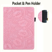 For Lenovo Tab M8 TB-8505F 8505X 8.0  Calf Pattern Double Folding Design Embossed Leather Case with Holder & Card Slots & Pen Slot & Elastic Band(Pink)