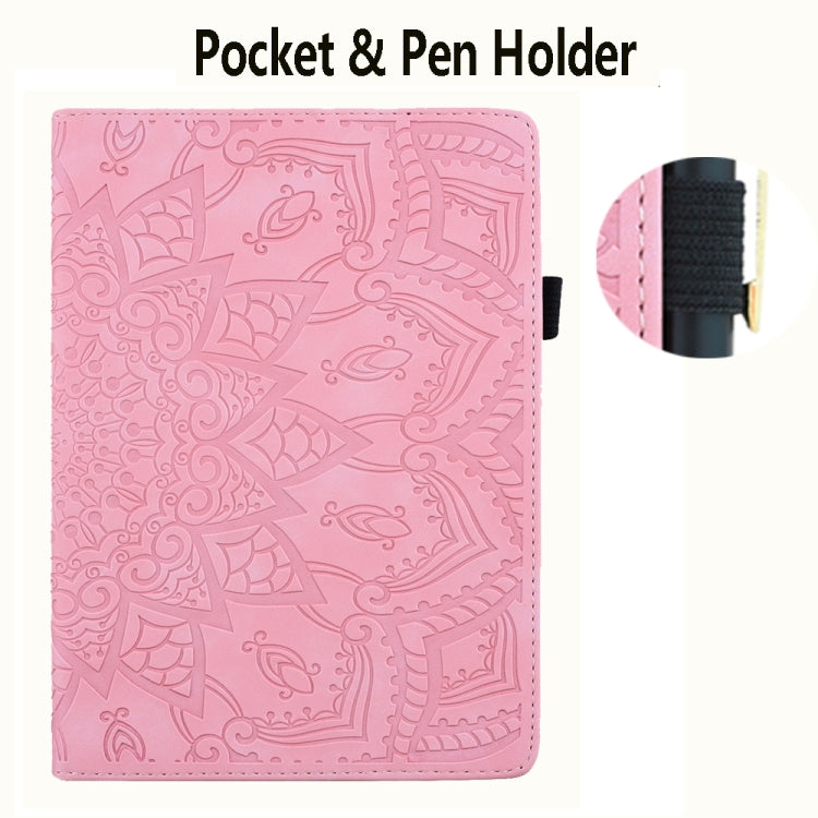 For Lenovo Tab M8 TB-8505F 8505X 8.0  Calf Pattern Double Folding Design Embossed Leather Case with Holder & Card Slots & Pen Slot & Elastic Band(Pink)