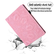 For Lenovo Tab M8 TB-8505F 8505X 8.0  Calf Pattern Double Folding Design Embossed Leather Case with Holder & Card Slots & Pen Slot & Elastic Band(Pink)