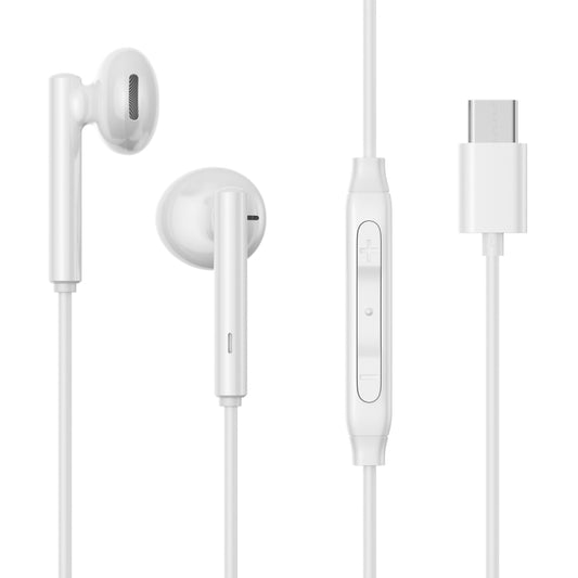 JOYRO0M JR-EC05 Type-C Half In-Ear Wired Earphone, Length: 1.2m(White) - free shipping - PMC Jewellery - Order now!