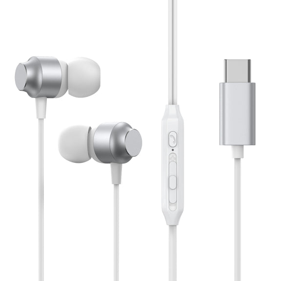 JOYROOM JR-EC06 Type-C Metal In-Ear Wired Earphone, Length: 1.2m(White)