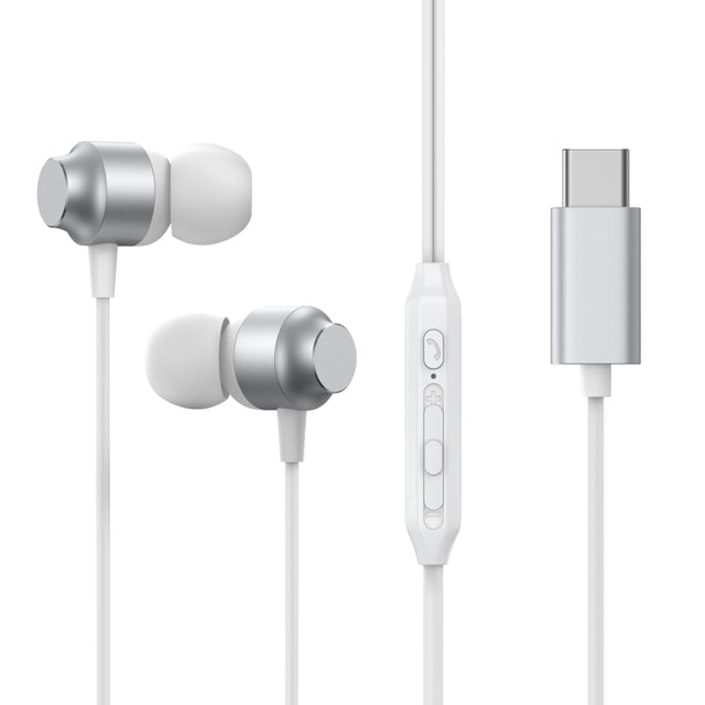 JOYROOM JR-EC06 Type-C Metal In-Ear Wired Earphone, Length: 1.2m(White)