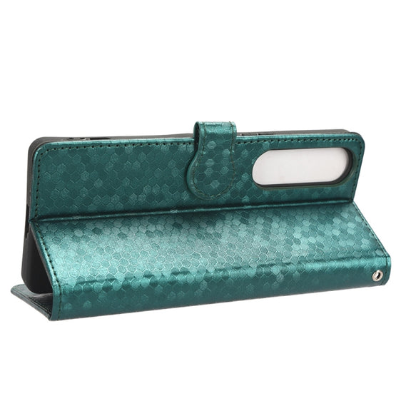 For Sony Xperia 1 V Honeycomb Dot Texture Leather Phone Case(Green)