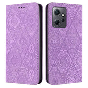 For Redmi Note 12 4G Global Ethnic Embossed Adsorption Leather Phone Case(Purple)