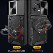 For Xiaomi 13 Pro CD Texture Sliding Camshield Magnetic Holder Phone Case(Black)