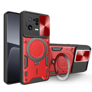 For Xiaomi 13 Pro CD Texture Sliding Camshield Magnetic Holder Phone Case(Red)