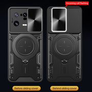 For Xiaomi 13 Pro CD Texture Sliding Camshield Magnetic Holder Phone Case(Silver)