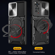 For Xiaomi Redmi Note 11 4G CD Texture Sliding Camshield Magnetic Holder Phone Case(Black)