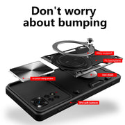 For Xiaomi Redmi Note 11 4G CD Texture Sliding Camshield Magnetic Holder Phone Case(Red)