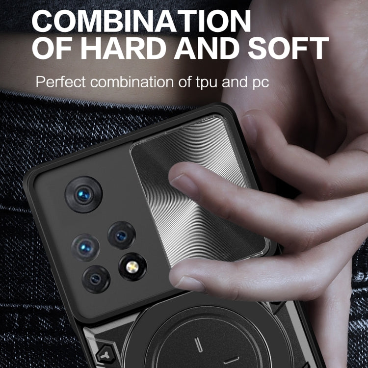 For Xiaomi Redmi Note 11 Pro CD Texture Sliding Camshield Magnetic Holder Phone Case(Black)