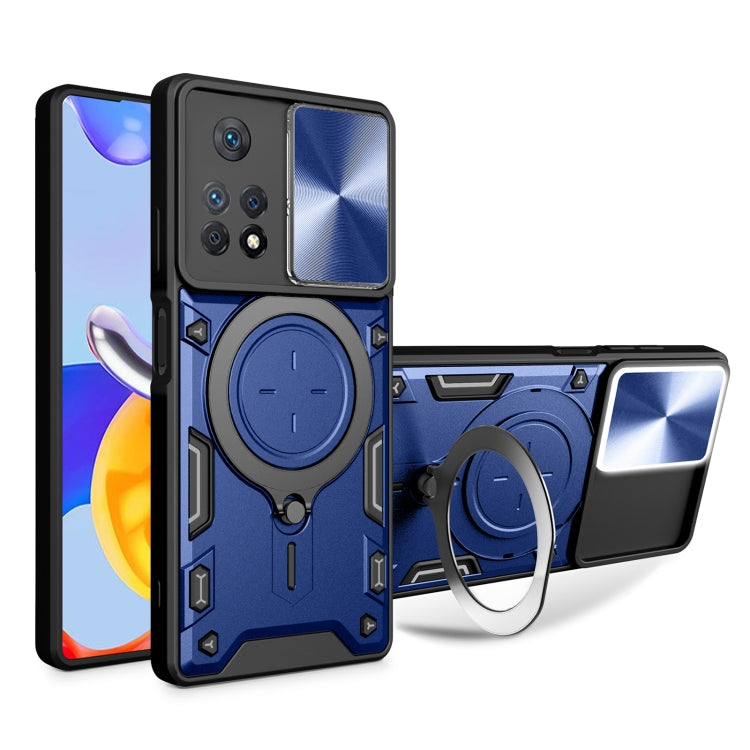 For Xiaomi Redmi Note 11 Pro CD Texture Sliding Camshield Magnetic Holder Phone Case(Blue) - free shipping - PMC TechLife - Order now!