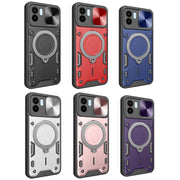 For Xiaomi Redmi A1 4G CD Texture Sliding Camshield Magnetic Holder Phone Case(Red)