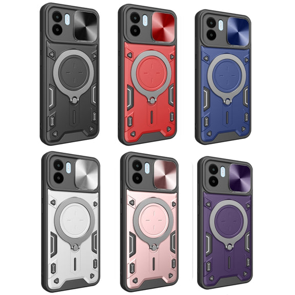 For Xiaomi Redmi A1 4G CD Texture Sliding Camshield Magnetic Holder Phone Case(Red)