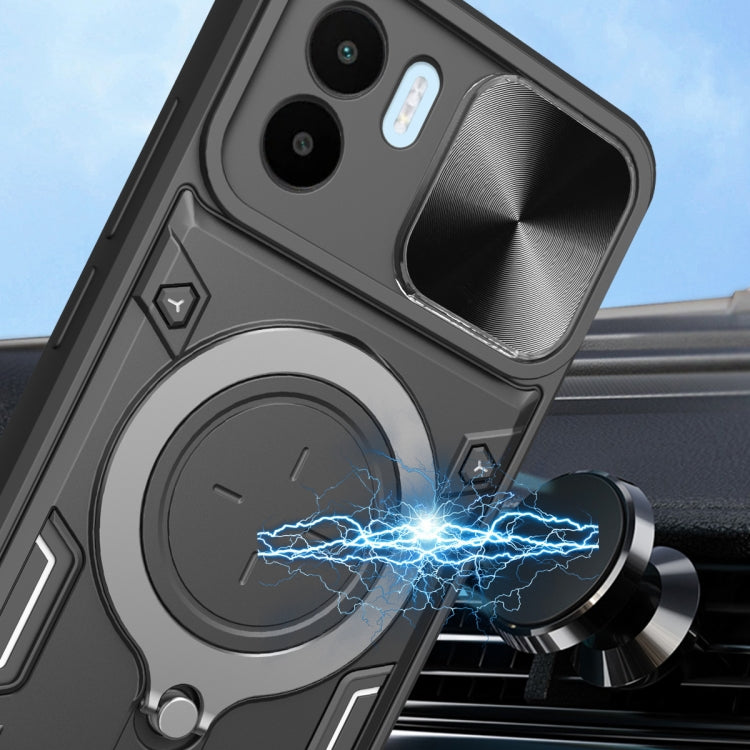 For Xiaomi Redmi A1 4G CD Texture Sliding Camshield Magnetic Holder Phone Case(Blue) - free shipping - PMC TechLife - Order now!