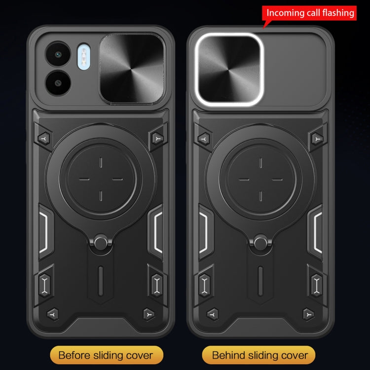 For Xiaomi Redmi A1 4G CD Texture Sliding Camshield Magnetic Holder Phone Case(Blue) - free shipping - PMC TechLife - Order now!